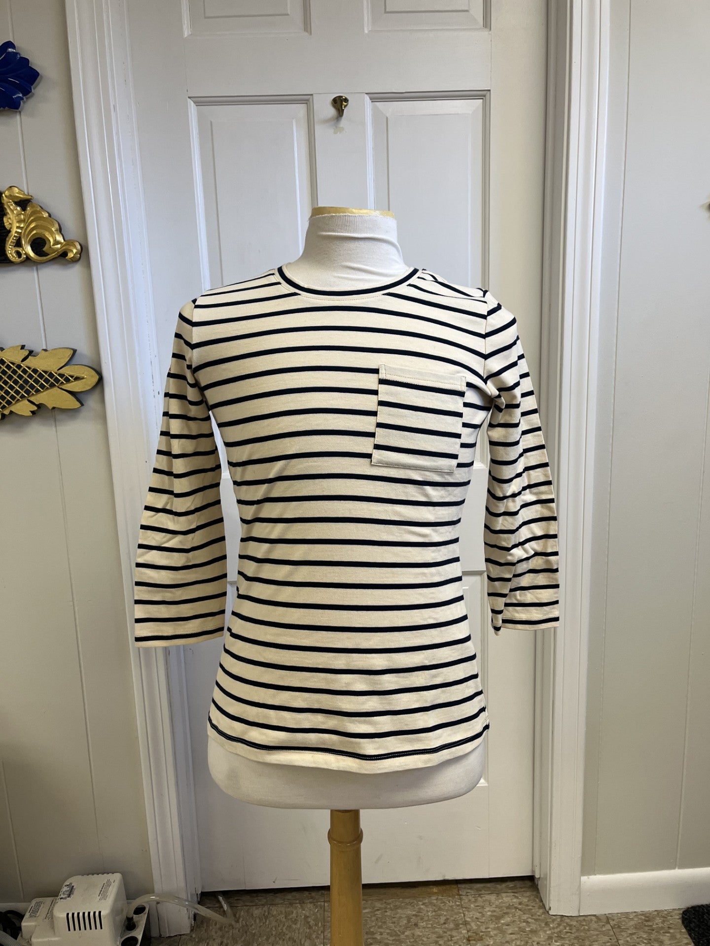 Quaker Marine Stripe Pocket Tee